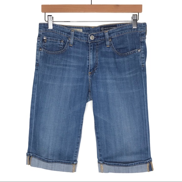 AG Adriano Goldschmied Malibu Crop Pant Knee Bermuda Jeans Shorts 29 Pima Cotton - Picture 2 of 13